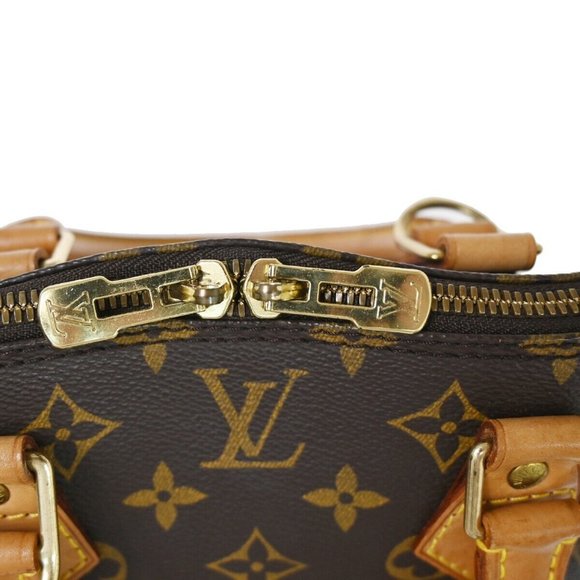 LOUIS VUITTON LV Logo Alma Hand Bag Monogram Leather Brown France - Picture 16 of 16